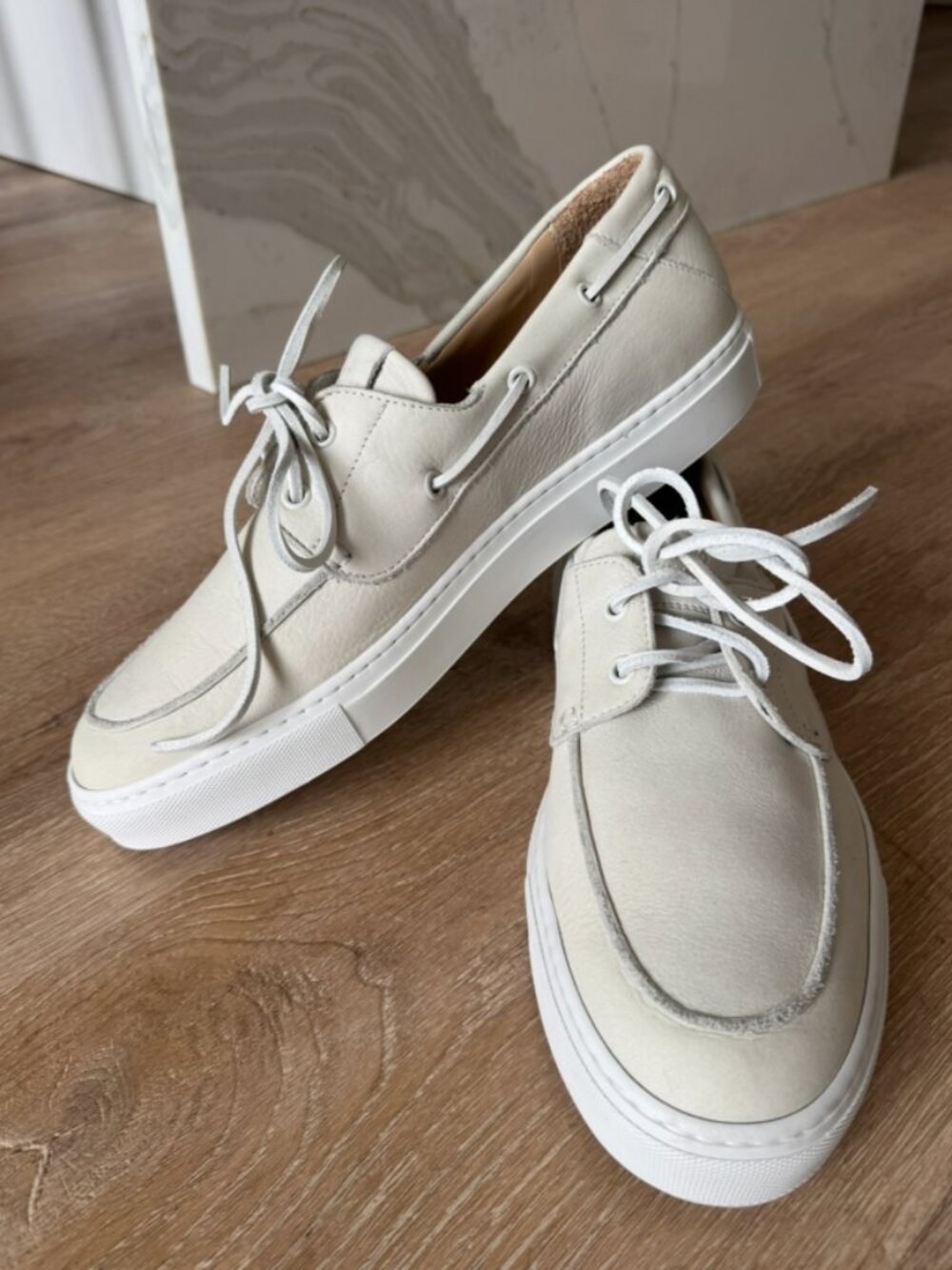 BRAND NEW KOIO Ivory Leather Boat Shoes in Size 10 - Picture 3 of 10